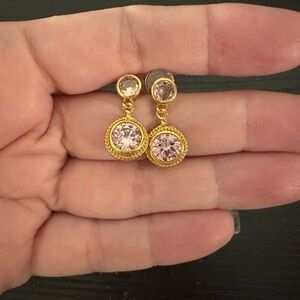 Elegant Gold and Pink Drop Earrings